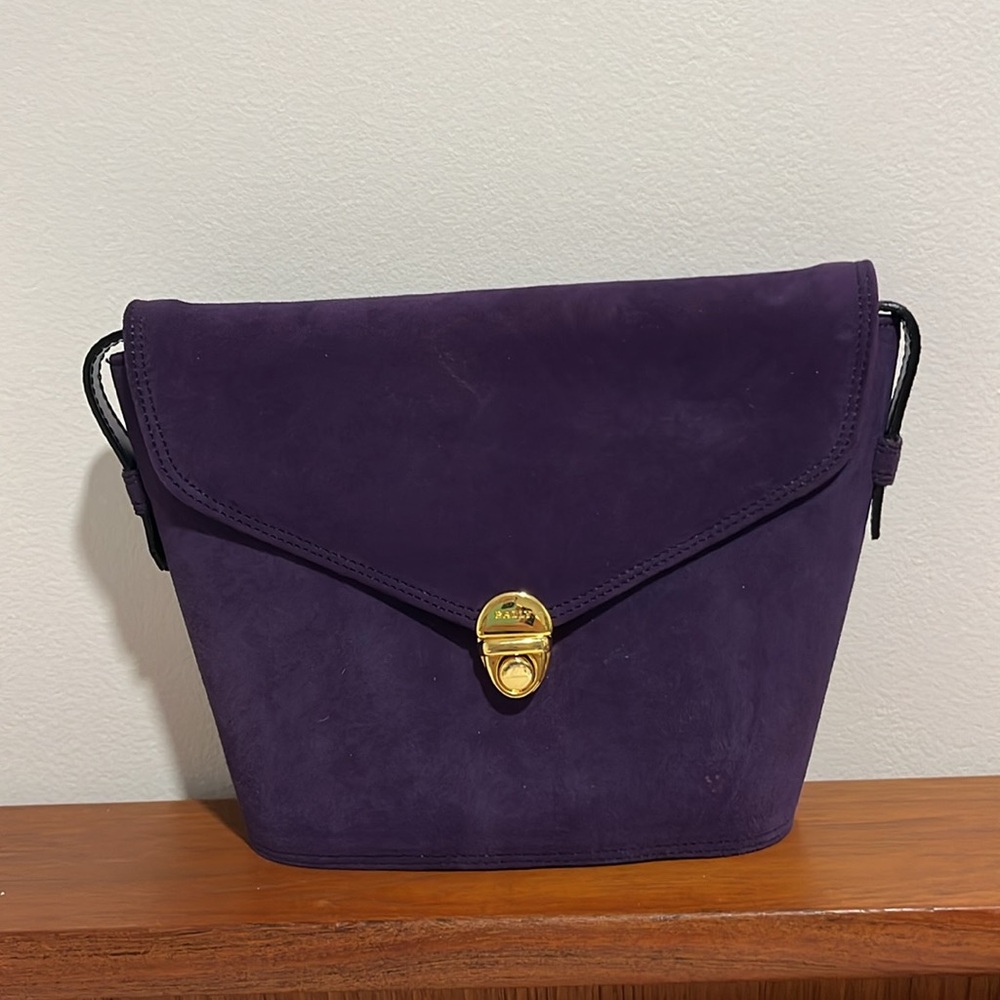 BALLY vintage purple suede purse with dust bag